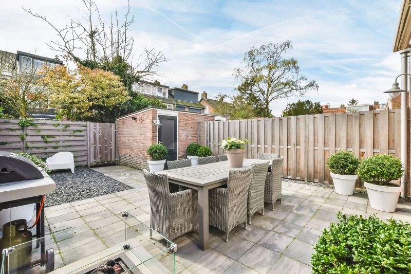 Outdoor Tile Patio with Furniture